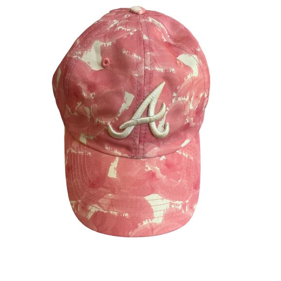 Atlanta Braves Genuine Merchandise Women's Cap Pink Watercolor Brushstrokes OS - Picture 1 of 8